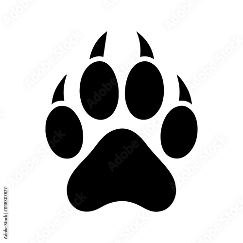 Black panther paw print icon silhouette vector illustration design on white background.