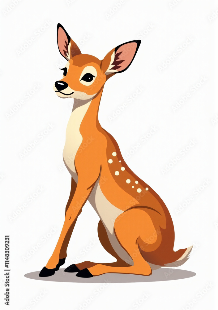 Adorable Baby Deer with Spots, Cartoon Forest Animal on White Background
Adorable Baby Deer with Spots, Cartoon Forest Animal on White Background