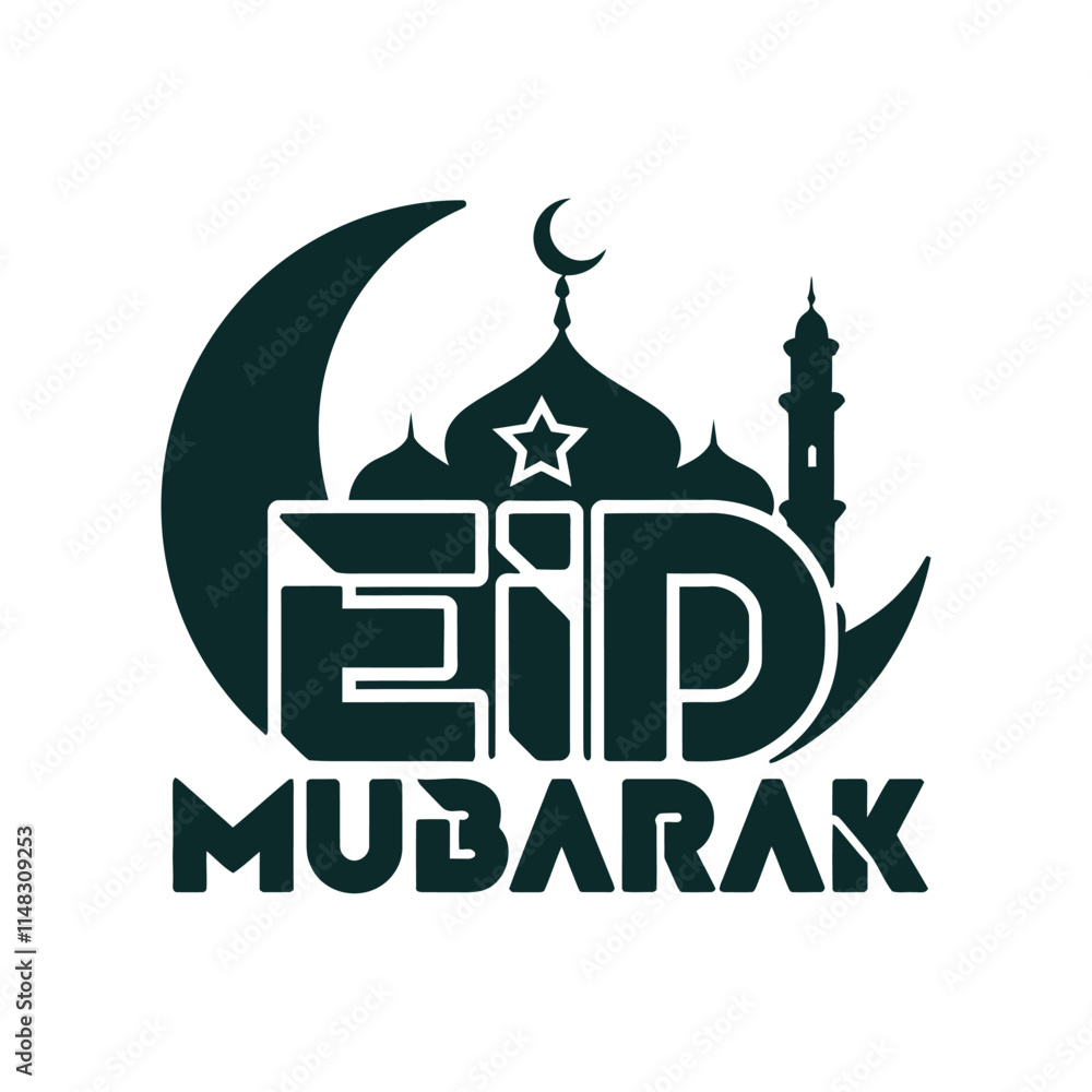 Obraz premium Typography Eid Mubarak Banner Design