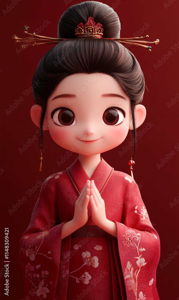 Holiday celebrations isolated on the background of 3D antique girl illustration Holiday celebrations isolated on the background of 3D antique girl illustration