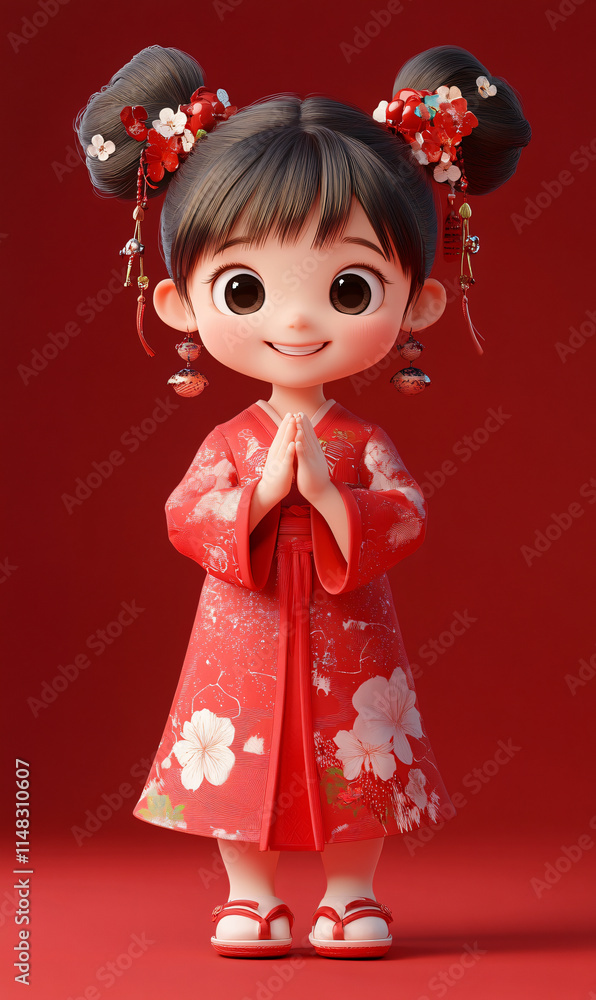 Holiday celebrations isolated on the background of 3D antique girl illustration Holiday celebrations isolated on the background of 3D antique girl illustration