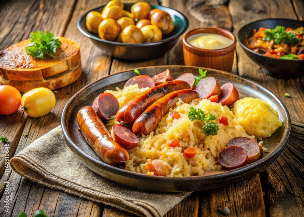 Alsace's Choucroute Garnie: A vibrant aerial feast, captured by drone. Alsace's Choucroute Garnie: A vibrant aerial feast, captured by drone.
