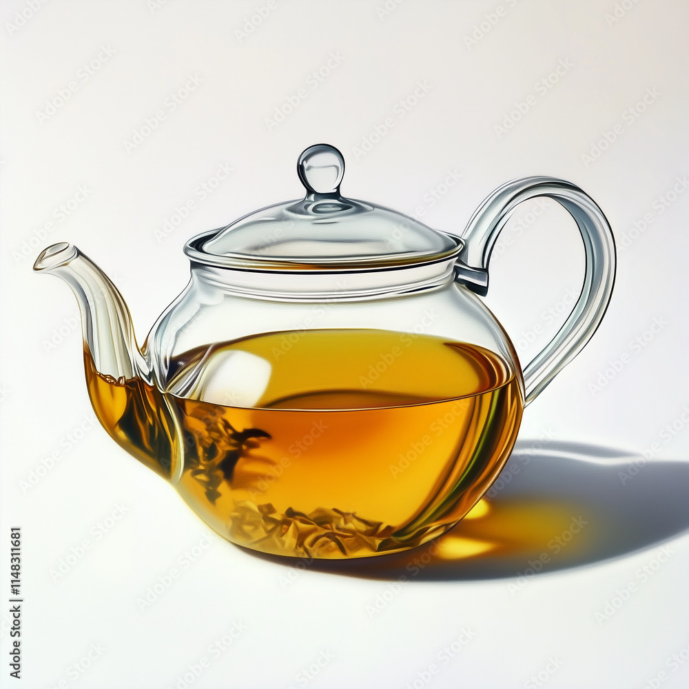 Experience the Elegance of a Translucent Frosted Glass Teapot Filled with Gold Experience the Elegance of a Translucent Frosted Glass Teapot Filled with Gold