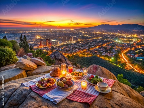 Riverside Twilight Cityscape, Mount Rubidoux Panoramic Food Photography photo