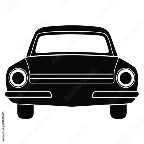 Classic car bumper silhouette on white background