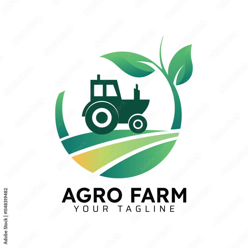 Fototapeta premium Agro Farm Green sunny Logo Design Template