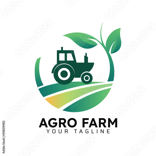 Agro Farm Green sunny Logo Design Template