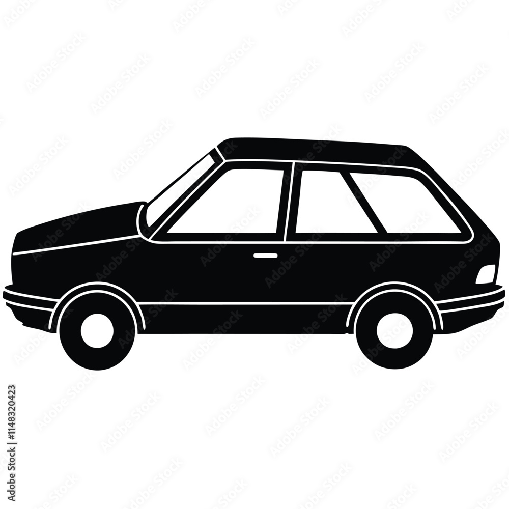 Compact car roof silhouette on white background