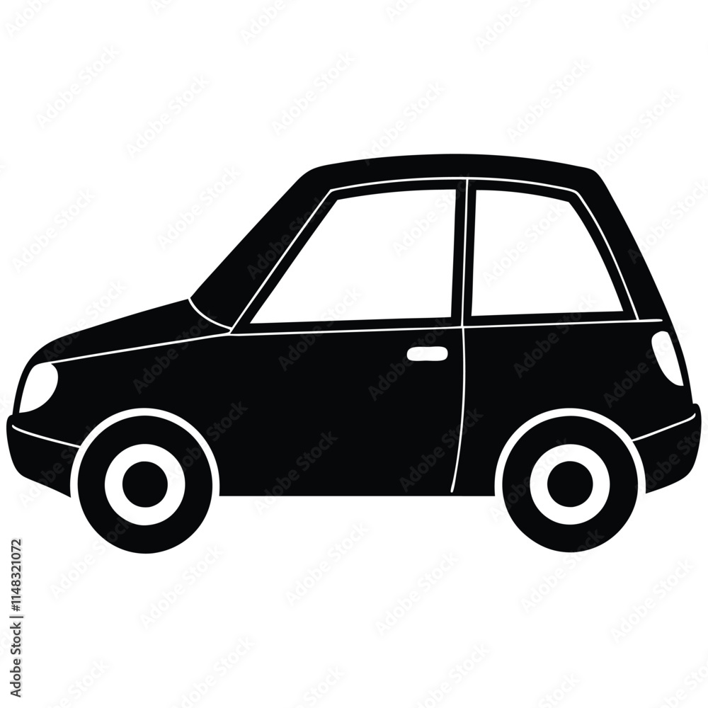 Fototapeta premium Compact car window silhouette on white background