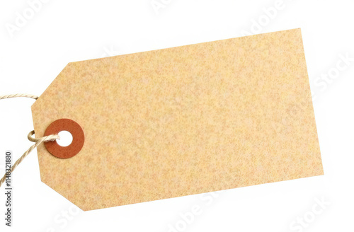 Brown paper tag, isolated on white background photo