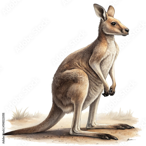 Kangaroo Vector Illustration Isolated on White Background with Australian Charm