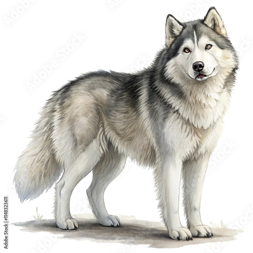 Husky Vector Illustration Isolated on White Background