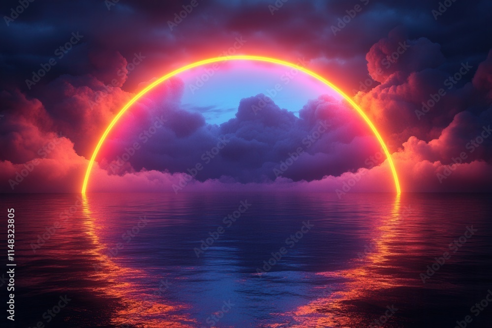 A vibrant sunset over calm waters, with colorful clouds reflecting in the ocean. A vibrant sunset over calm waters, with colorful clouds reflecting in the ocean.