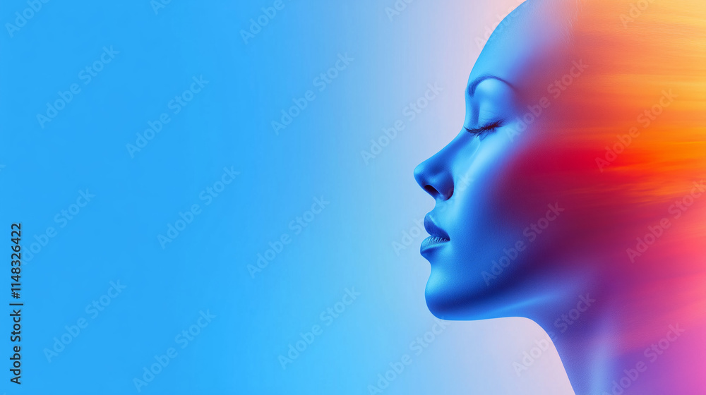 Obraz premium Profile of a woman with vibrant colored background