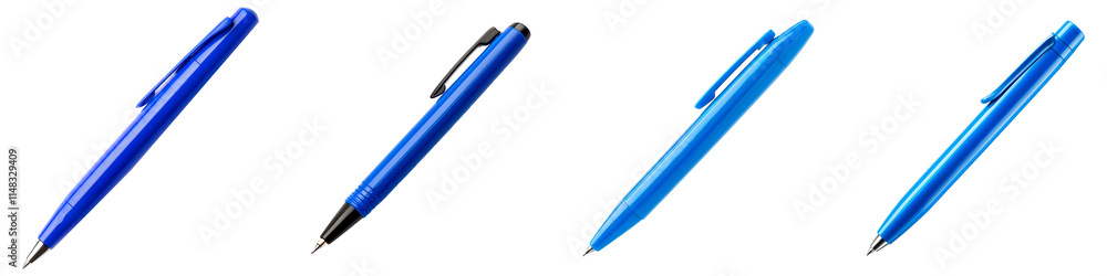 Set of blue pen isolated on transparent background Set of blue pen isolated on transparent background