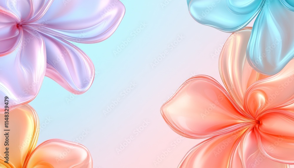Obraz premium petal in trendy. Colorful floral design with soft petals on a light gradient background.