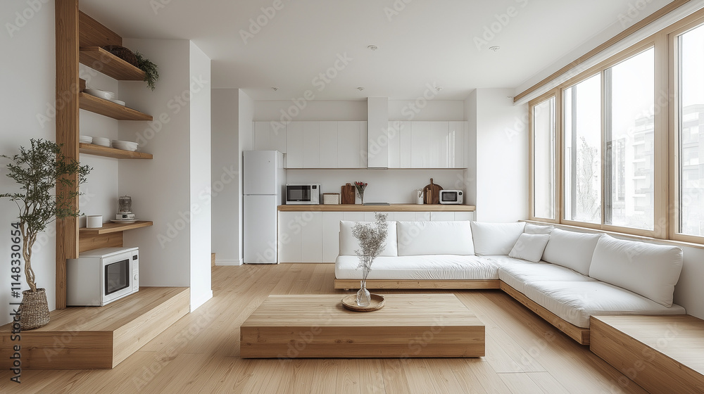 Fototapeta premium 白を基調としたリビング