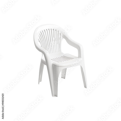 White plastic chairs isolated on transparent background