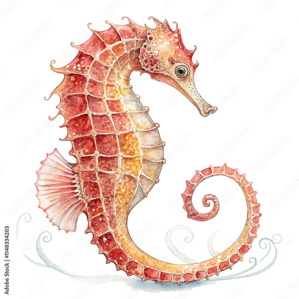 Fototapeta premium Seahorse Vector with Delicate Oceanic Details