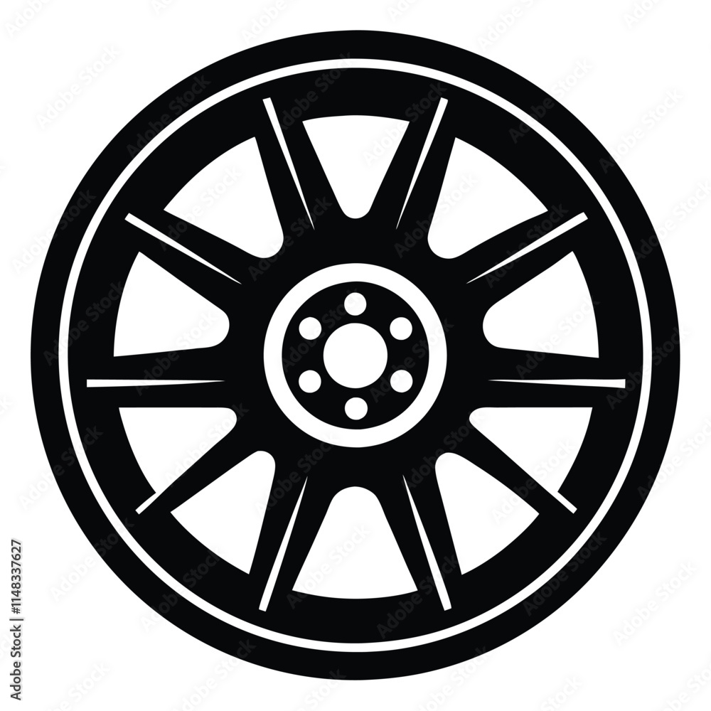 Obraz premium Mini van wheel silhouette on white background