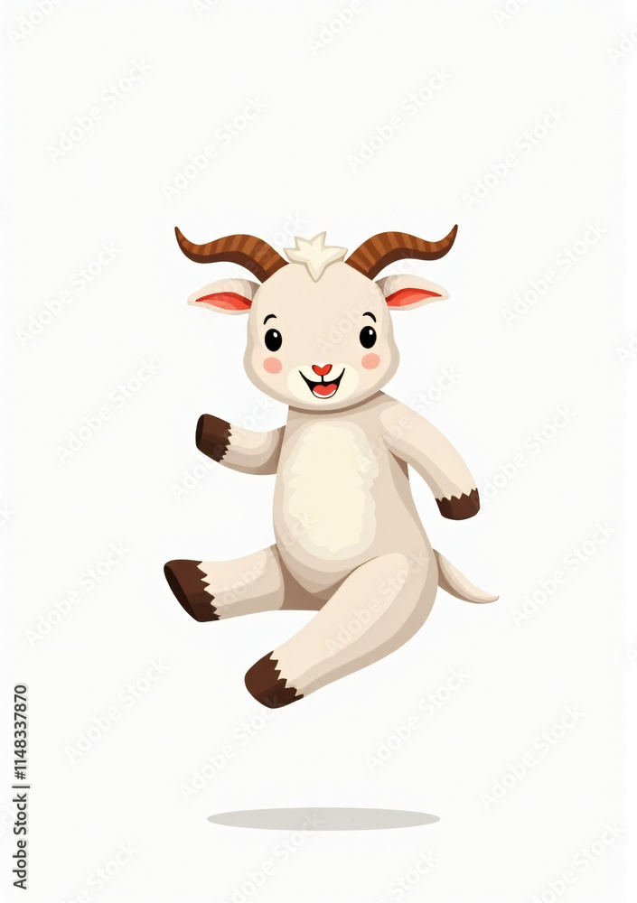 Adorable Goat Jumping with Tail Up, Stylized 2D Wildlife Design on White Background
Adorable Goat Jumping with Tail Up, Stylized 2D Wildlife Design on White Background