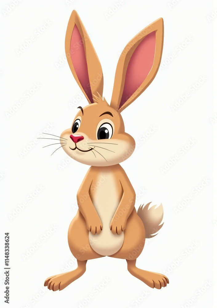 Cute Rabbit Standing on Hind Legs, 2D Vector Animal Illustration on White Background
Cute Rabbit Standing on Hind Legs, 2D Vector Animal Illustration on White Background