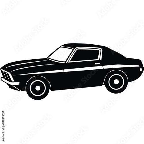 Muscle car spoiler silhouette on white background photo