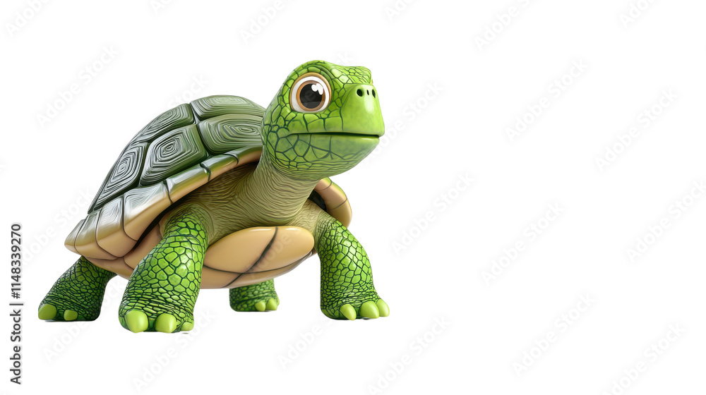 Fototapeta premium Cute and Colorful Cartoon Turtle with Big Eyes and Friendly Smile
