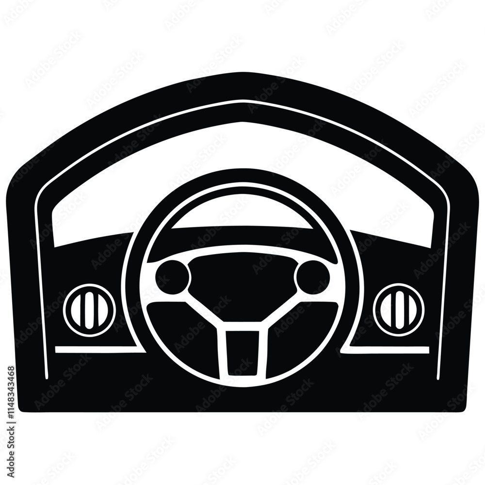 Racing car dashboard silhouette on white Racing car dashboard silhouette on white