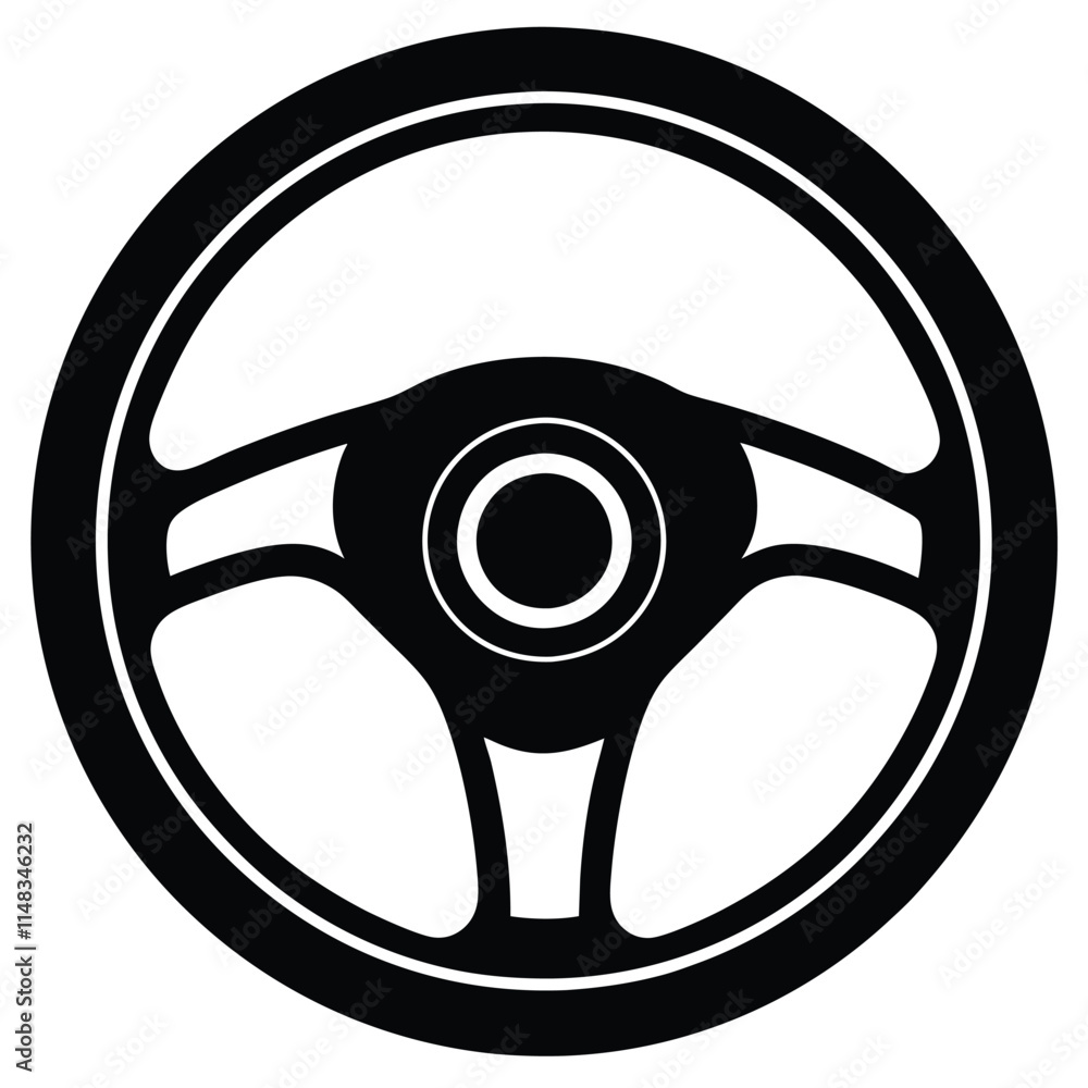 Sedan steering wheel silhouette on white background Sedan steering wheel silhouette on white background