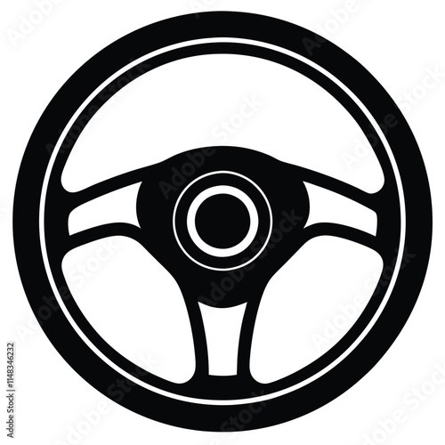 Sedan steering wheel silhouette on white background