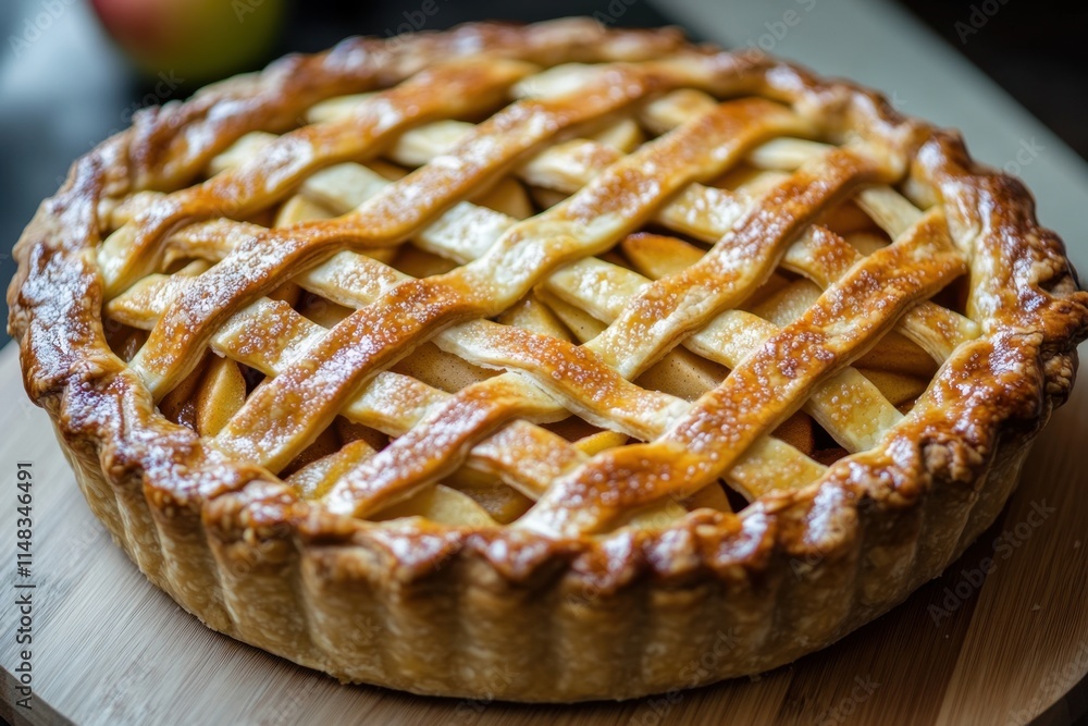 Delicious Golden Brown Apple Pie With Lattice Crust Delicious Golden Brown Apple Pie With Lattice Crust