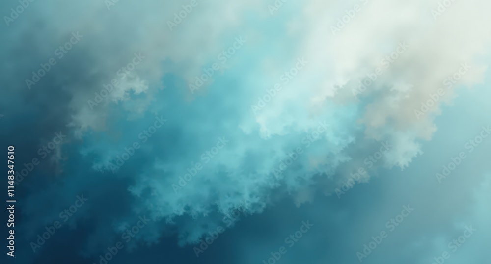 Fototapeta premium There is a Peacock Blue + Glacier Gray background with a gradient and patterns wallpaper, dynamic Soft Pearlized Teal light, high angle, fantasy watercolor, high-quality digital art.