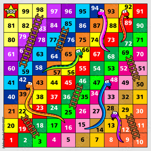 board game template with snakes and ladders vector