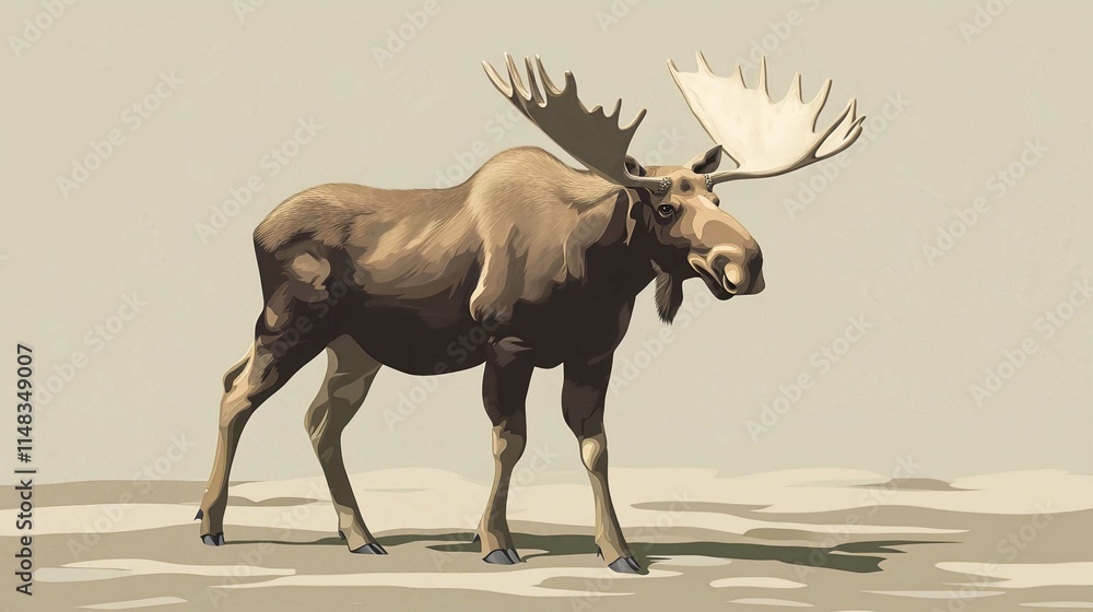 Wildlife Animals Vector Silhouette of Deer and Gnu in Nature Wildlife Animals Vector Silhouette of Deer and Gnu in Nature