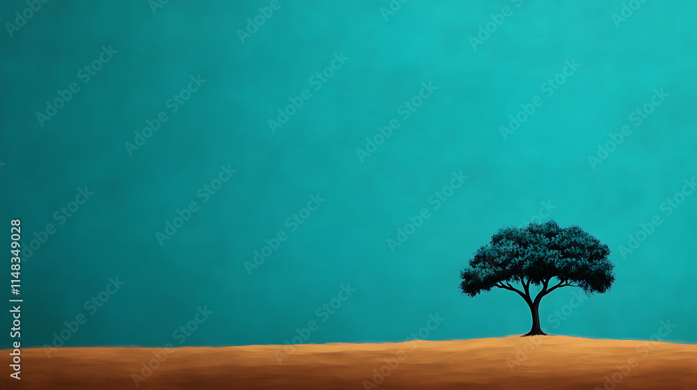 Gradient paint background featuring a versatile tree in a desert landscape captured from a serene viewpoint Gradient paint background featuring a versatile tree in a desert landscape captured from a serene viewpoint