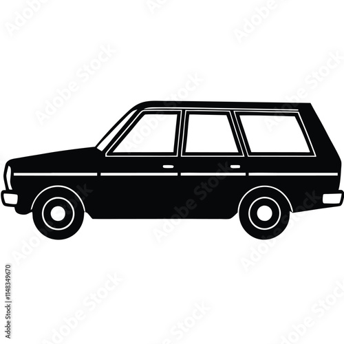 Station wagon side view silhouette on white background