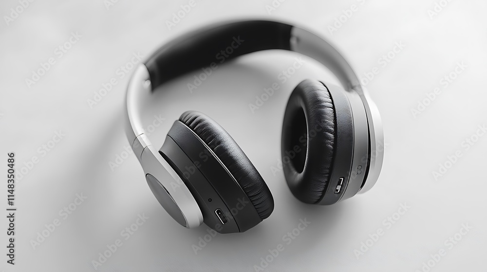 Gray wireless headphones on white. Gray wireless headphones on white.