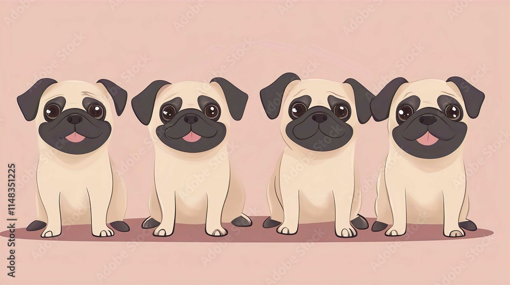 Obraz premium Funny Cartoon Love Vector Illustration of a Baby Penguin Dog Couple with Heart Icon
