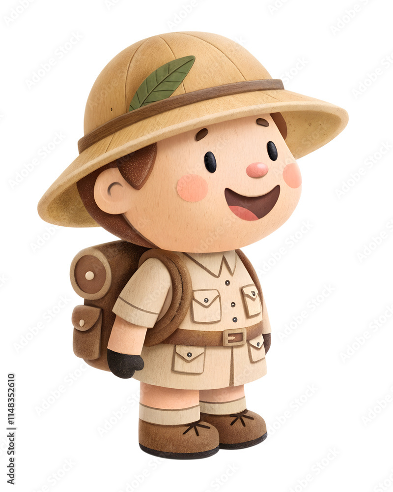 a clay Cute, Archaeologist, happy and smile, isolated on a transparent background a clay Cute, Archaeologist, happy and smile, isolated on a transparent background