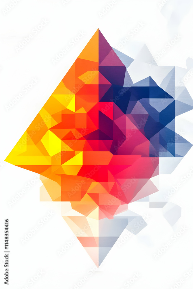 Obraz premium Abstract geometric shapes, orange to blue gradient, white background, design element for graphic use.