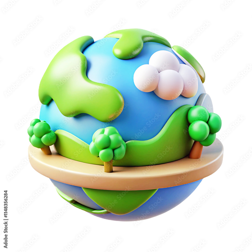 Fototapeta premium environment icon 3d cartoon style illustration 