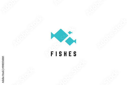 Template logo design solution with geometry image of simple fishes