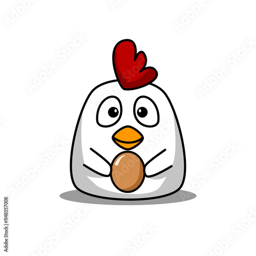 Hen and egg cartoon so cute. On white background. Vector illustration. 