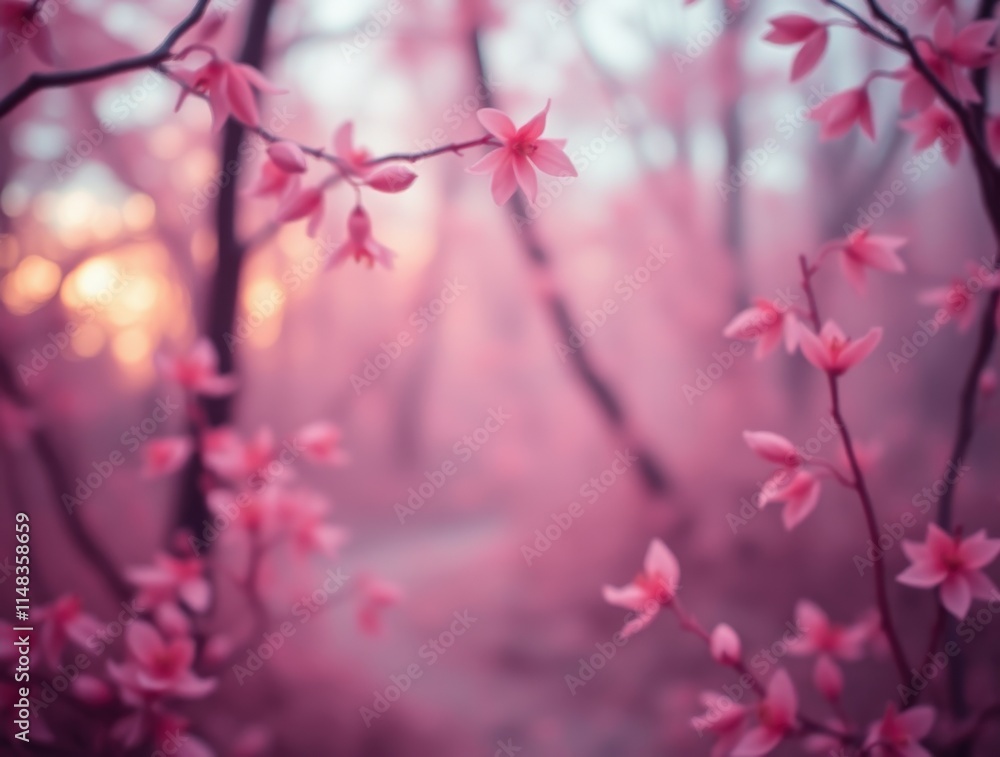 Pink Dawn in the Enchanted Forest: A delicate symphony of pink blossoms in a dreamy and ethereal forest, bathed in the soft glow of a sunrise. Pink Dawn in the Enchanted Forest: A delicate symphony of pink blossoms in a dreamy and ethereal forest, bathed in the soft glow of a sunrise.