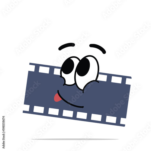 happy film tape mascot vector illustrations. fun and playful concept. hobby, interest, creative, entertainment, film, movie, industry and cinema themes