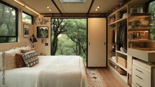 Wallpaper Mural Cozy Tiny Home Interior with Sliding Door and Natural Views Torontodigital.ca