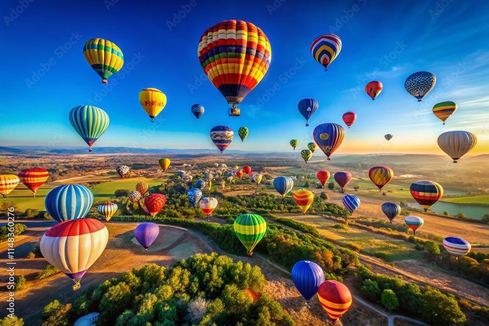 Fototapeta premium Stunning Aerial Views of Giant Balloons: Hot Air Balloon Festival Photography