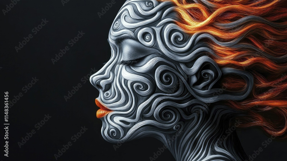Fiery-haired woman in the shadows of the night, a blaze of beauty amidst the darkness. Fiery-haired woman in the shadows of the night, a blaze of beauty amidst the darkness.