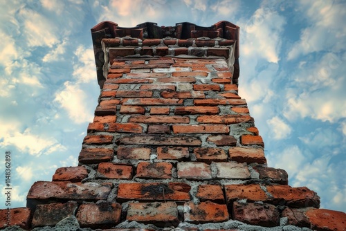 Wallpaper Mural Old brick chimney reaching for cloudy sky on a sunny day Torontodigital.ca